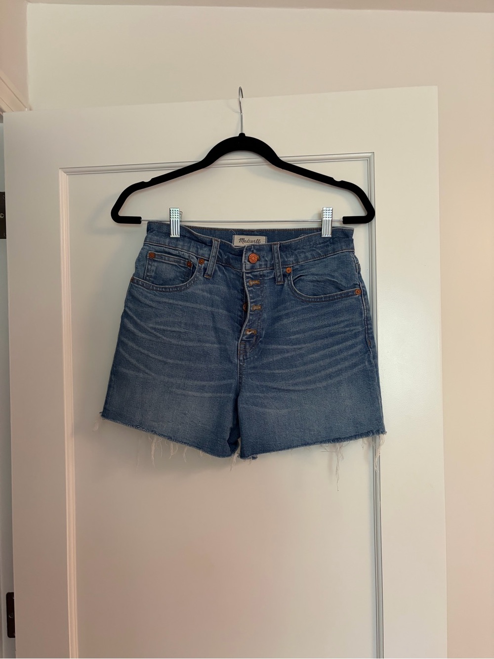 Madewell Blue High-Rise Button-Fly Denim Shorts
